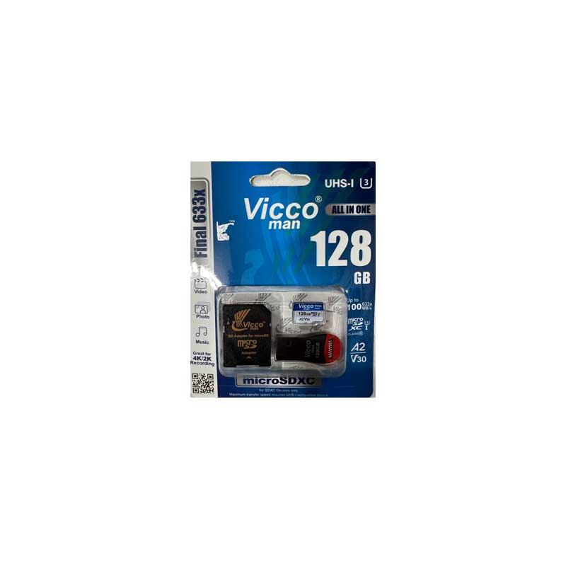 تصویری از کارت حافظه 128گیگابایت +خشاب ویکومن مدل VICCO MAN final 633x A picture of a 128 GB memory card + VICCO MAN final 633x magazine. www.zingco.ir